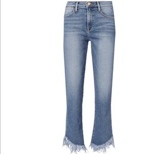 Frame Le High Straight Fringe Hem Jeans